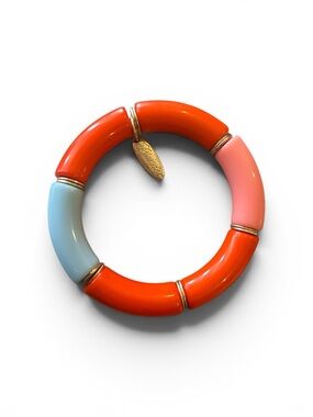 Plunder Resin Bangle Bracelet - Orange, Pink & Light Blue
